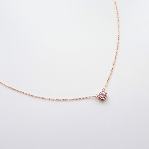 Joyce Wu Handmade Jewelry 天然粉紅剛玉 單顆包鑲 純 18K 白金 黃金 玫瑰金 項鍊鎖骨鍊客製