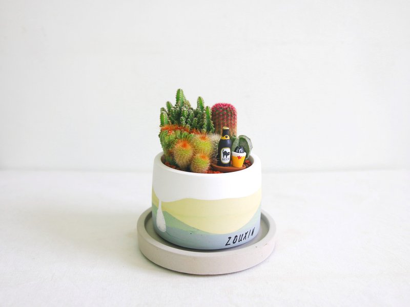 Opening of new home and promotion/Succulent combination, round and fat Cement potted plants can be customized with English letters - ตกแต่งต้นไม้ - ปูน หลากหลายสี