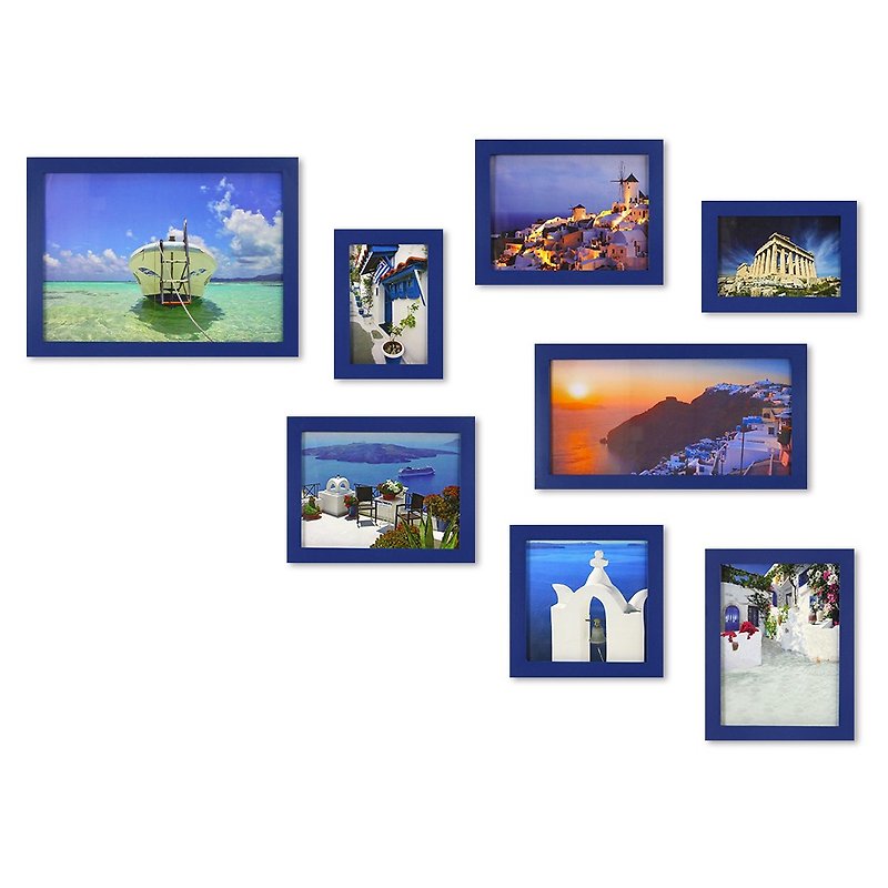 北歐簡約相框 藍色8入組 室內設計 布置 創意 家居 照片牆 地中海 - 畫框/相架  - 木頭 藍色