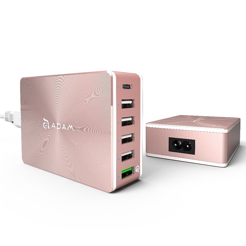 [welfare products] OMNIA PA601 6 port multi-function speed smart charger rose gold - Chargers & Cables - Other Metals Pink
