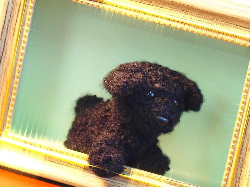 Sitting Doggie Toy Poodle - Knitting, Embroidery, Felted Wool & Sewing - Wool Black
