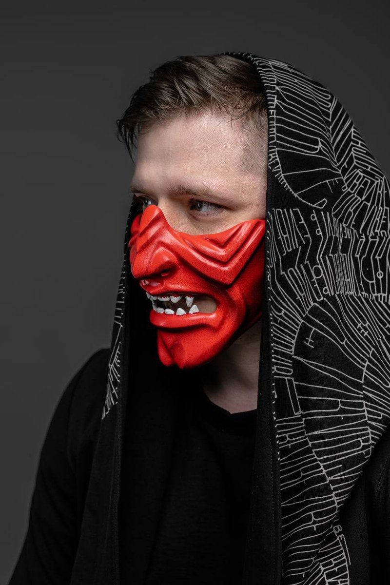 Samurai Half Mask, Red Half mask, Japanese Mempo Mask, Ghost of Tsushima mask - 其他 - 樹脂 紅色