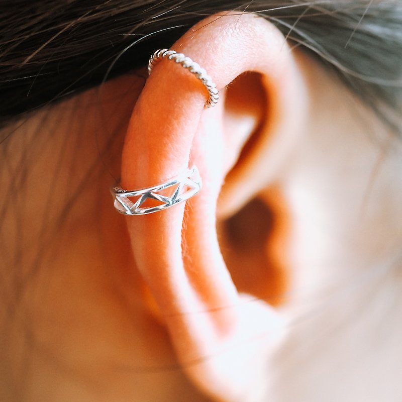 Best Gift Beve No.2 Painless Ear Clamp Ear Bone Button イヤリング - ต่างหู - เงินแท้ สีเงิน