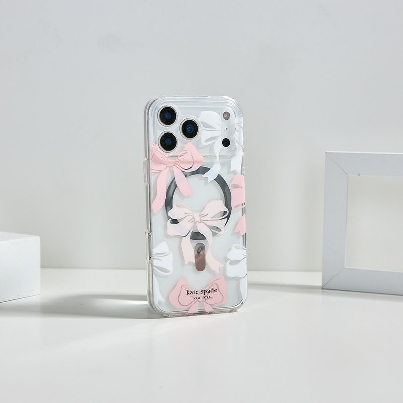 【kate spade】iPhone 17系列 磁吸精品防摔手機殼 甜美緞帶 - 手機殼/手機套 - 塑膠 粉紅色