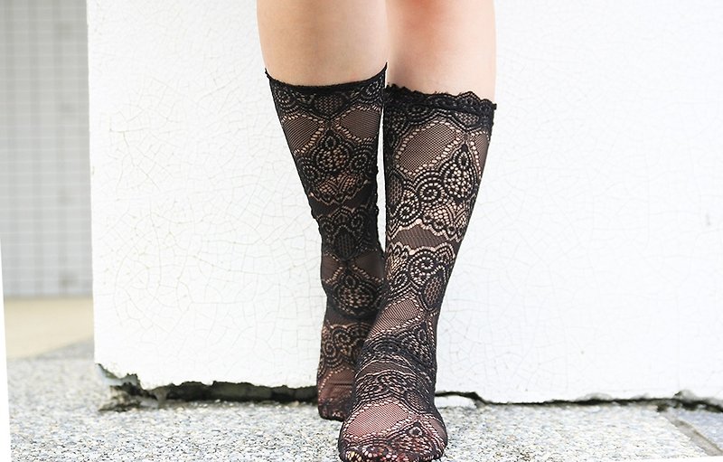 Unni lace push socks-fishnet socks socks socks socks shoes and socks sock push - Socks - Polyester Black