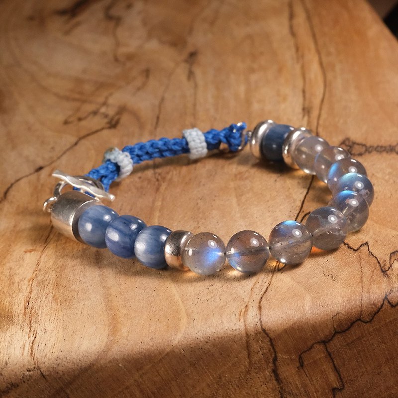 【Made by Koiwa】Twilight-high quality vitreous blue labradorite/ Stone - Bracelets - Other Materials 