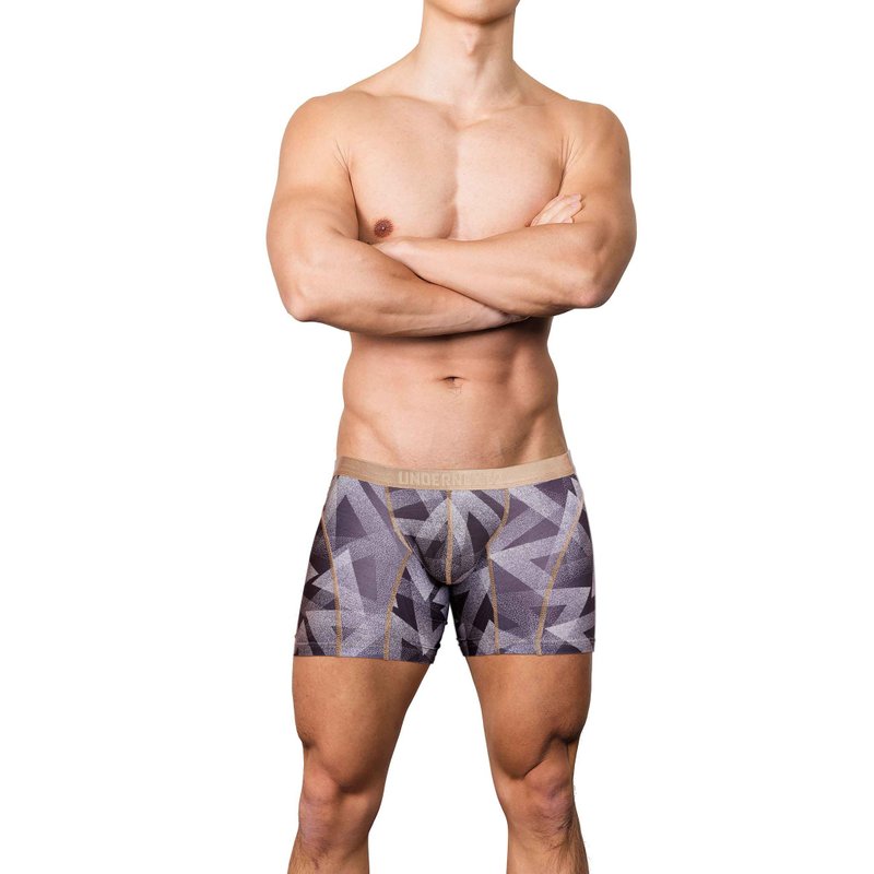 (NEW)BX003 'Limited Items' Long Pouch Print Fit Boxer Pants-STARS - Men's Underwear - Polyester Gray