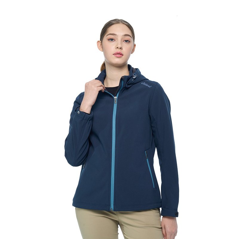 【Wildland 荒野】彈性環保紗超潑外套 女 藍黑色 0B02905-104 - 女大衣/外套 - 環保材質 藍色