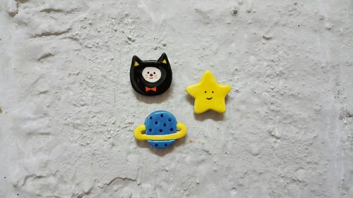喵友達+小さな星々+小さな惑星のセラミックピン（グループ）