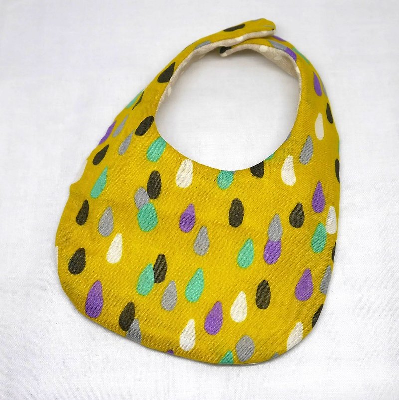 Japanese Handmade 4-layer-double gauze Baby Bib /drop matard yellow - Bibs - Cotton & Hemp Yellow