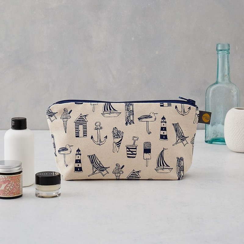 British egg cotton cosmetic bag for sailing - Toiletry Bags & Pouches - Cotton & Hemp Blue