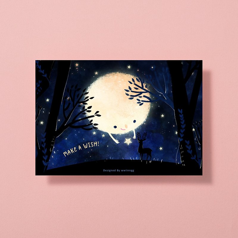 Illustrator postcard - make a wish - การ์ด/โปสการ์ด - กระดาษ สีน้ำเงิน