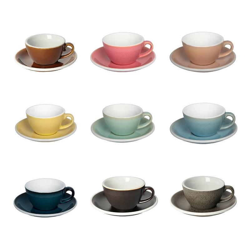 LOVERAMICS | Egg Shape Series - Craftsman Color Latte Cup and Plate Set 300ml (Multiple Colors) - แก้ว - เครื่องลายคราม 