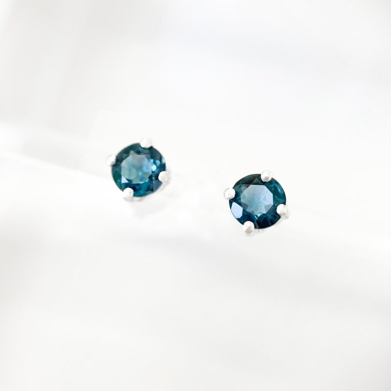 Classic Round London Topaz 925 Sterling Silver Stud Earrings - Earrings & Clip-ons - Gemstone Blue