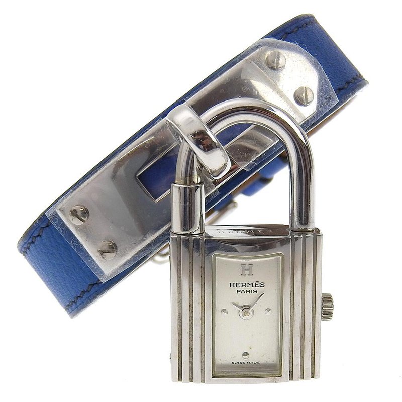【日本直送】エルメス HERMES ケリーウォッチ 腕時計 シルバー925 × レザー ブルー  クオーツ アナログ表示 シルバー文字盤 レディース【中古】 - 女錶 - 銀 藍色