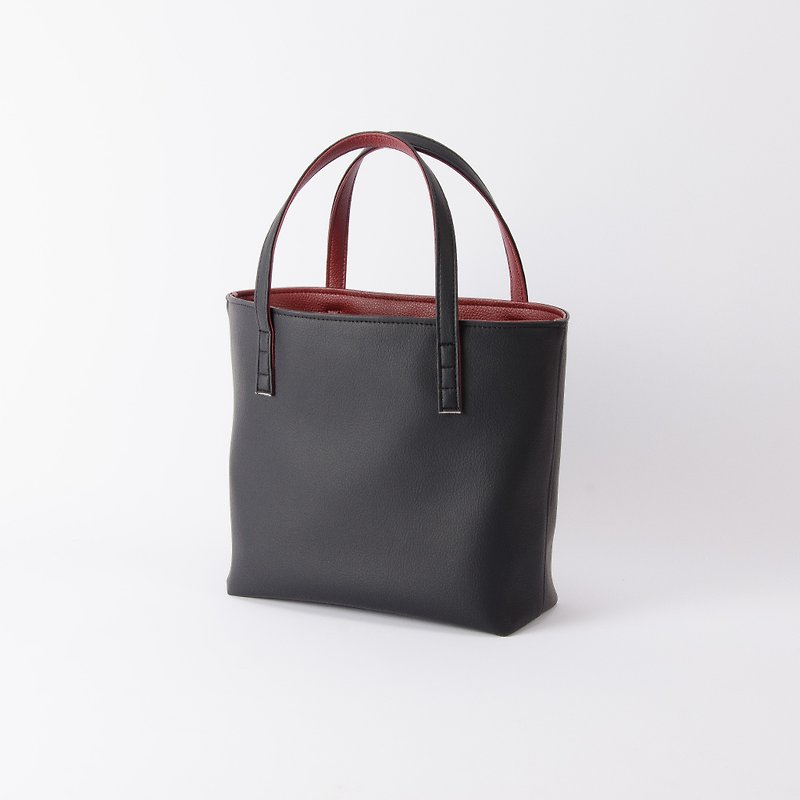 Inside and outside two-color flip tote bag black X wine red (restocked - please go to the new product page to place an order - Handbags & Totes - Faux Leather Black