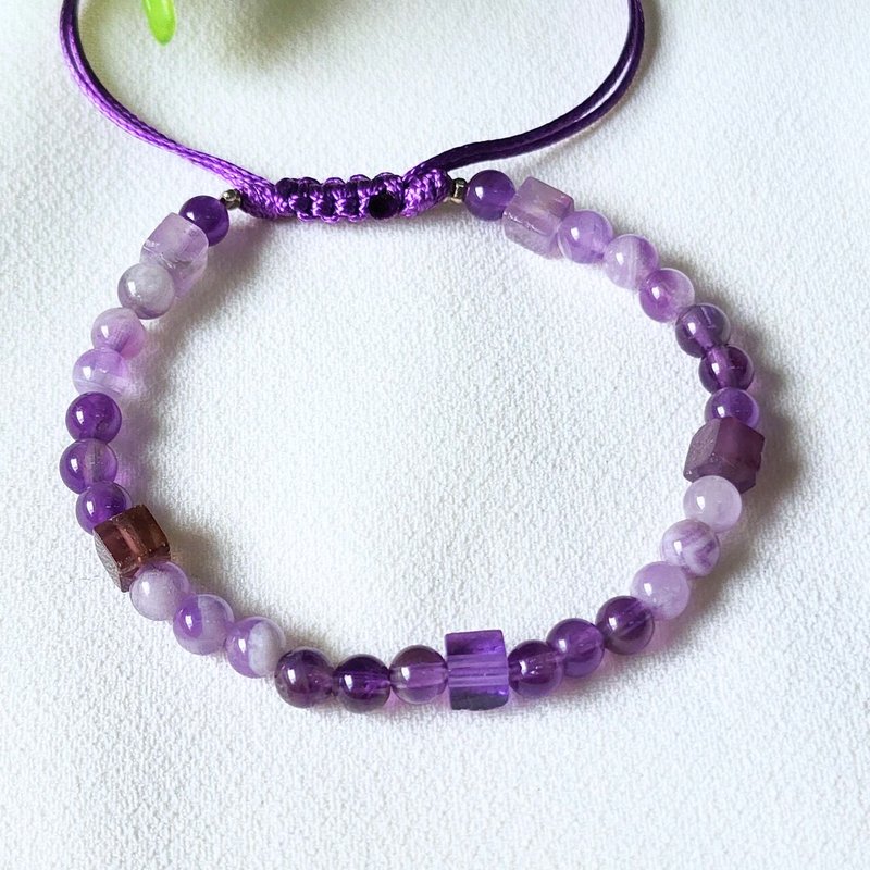 Stone bracelet, Chevron Amethyst 4 mm., enhances concentration, creativity, genuine Stone bracelet - Bracelets - Stone Purple