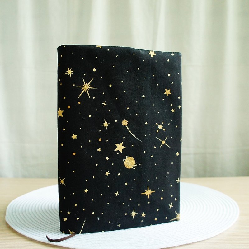 Lovely Japanese cloth [hot stamping double-sided cloth book cover night universe stars] book cover 25K log A5 hand account E - Book Covers - Cotton & Hemp Black
