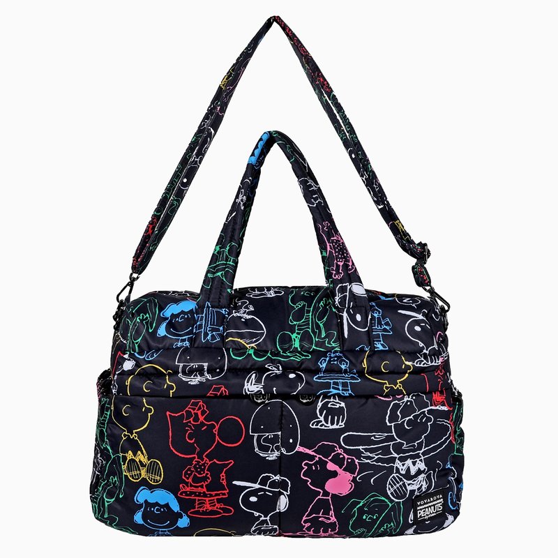 Peanuts x Vovarova - SNOOPY & FRIENDS Weekender Bag - กระเป๋าแมสเซนเจอร์ - เส้นใยสังเคราะห์ สีดำ