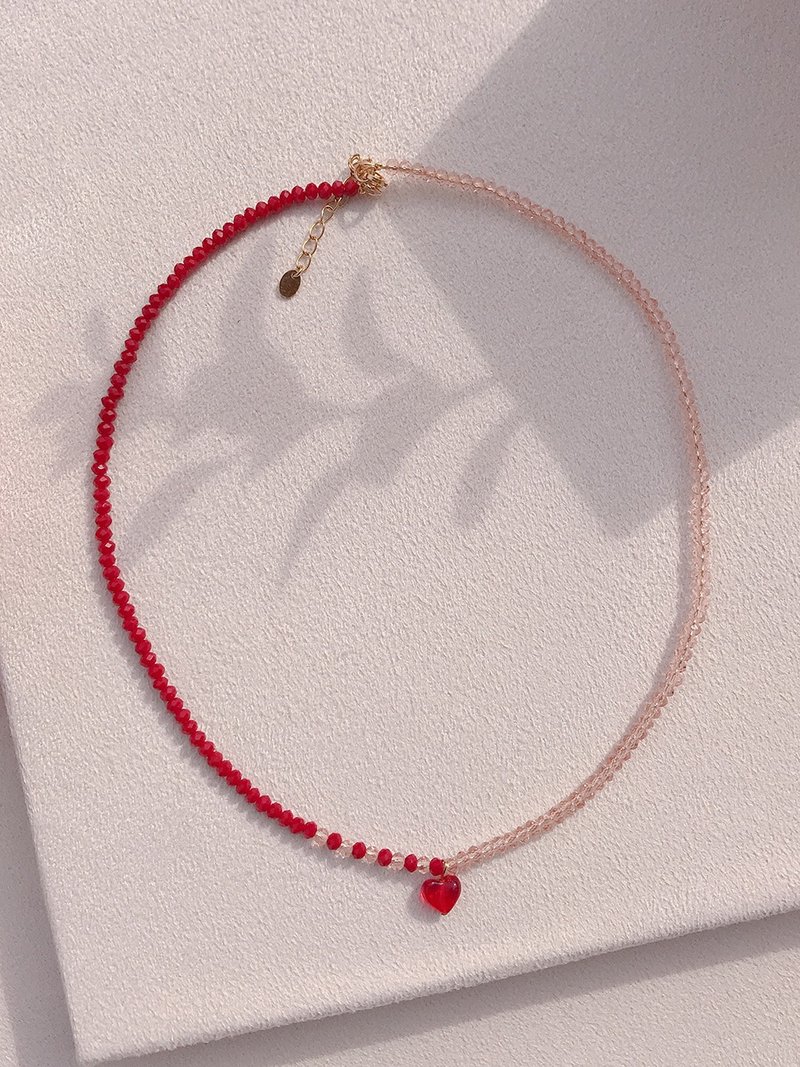 Petit Coeur Necklace (PINK) - Collar Necklaces - Other Materials Red