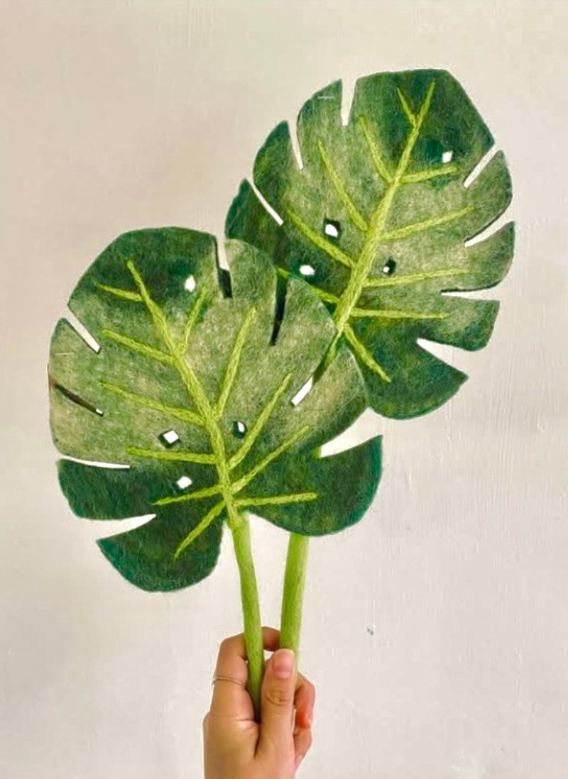 手感森林 — 龜背芋 • 羊毛氈花禮 - 盆栽/植栽 - 羊毛 