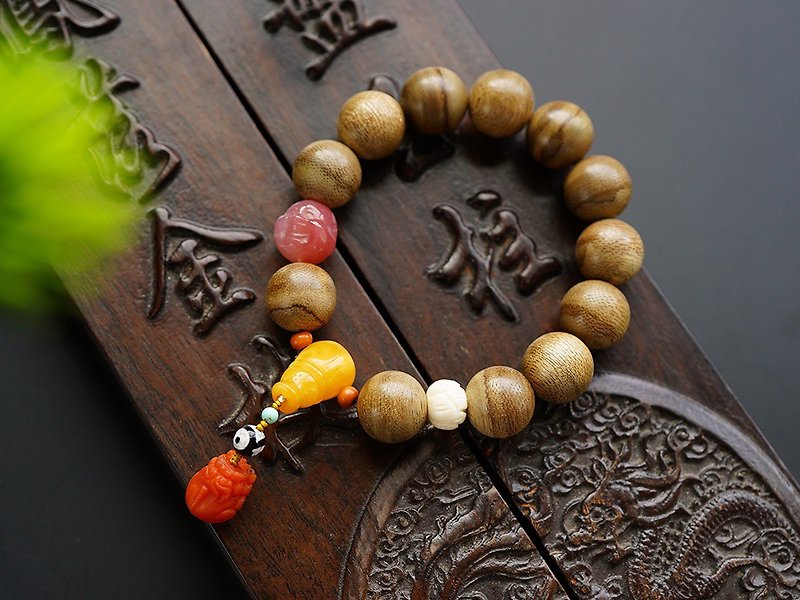 [Agarwood tiger skin pattern bracelet] Natural Indonesian Kalimantan 14mm agarwood beads bracelet