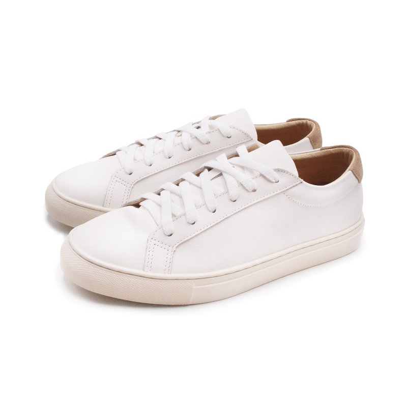 WALKING ZONE Classic Lace-Up Flat White Sneakers Casual Shoes for Women - Coffee White - Women's Casual Shoes - Genuine Leather 