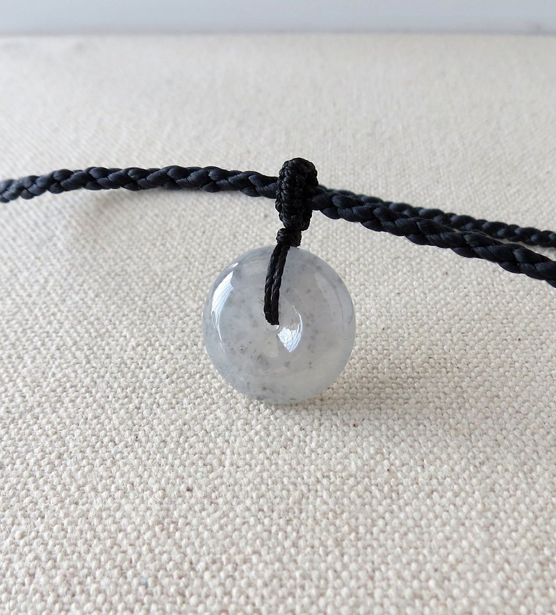 Zodiac Year [Ping An‧ Ruyi] Ice Black Chicken Jade Silk Wax Thread Necklace*ST3-9 [Four-strand Editing] - Collar Necklaces - Gemstone Gray