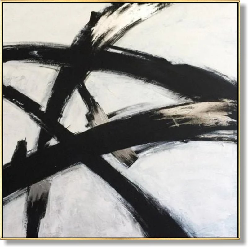 Abstract Franz Kline style Painting in Black and White Art - 壁貼/牆壁裝飾 - 壓克力 黑色