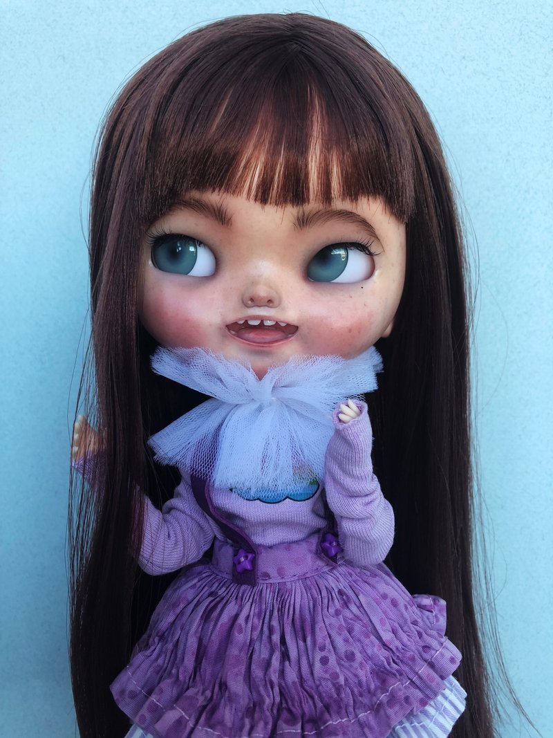 Ooak custom blythe doll with sculpting face - 玩偶/公仔 - 塑膠 紫色