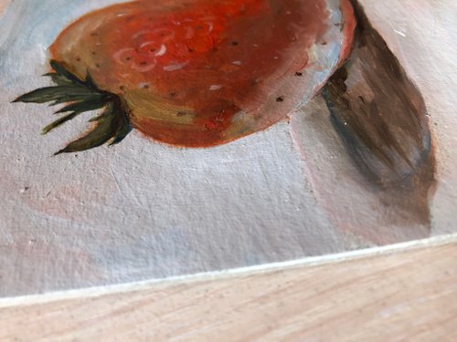 いちご静物オリジナル油絵ウォールアート絵画キッチン絵画