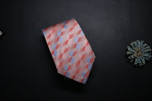 壞紳士 菱格格紋真絲領帶商務獨特設計necktie