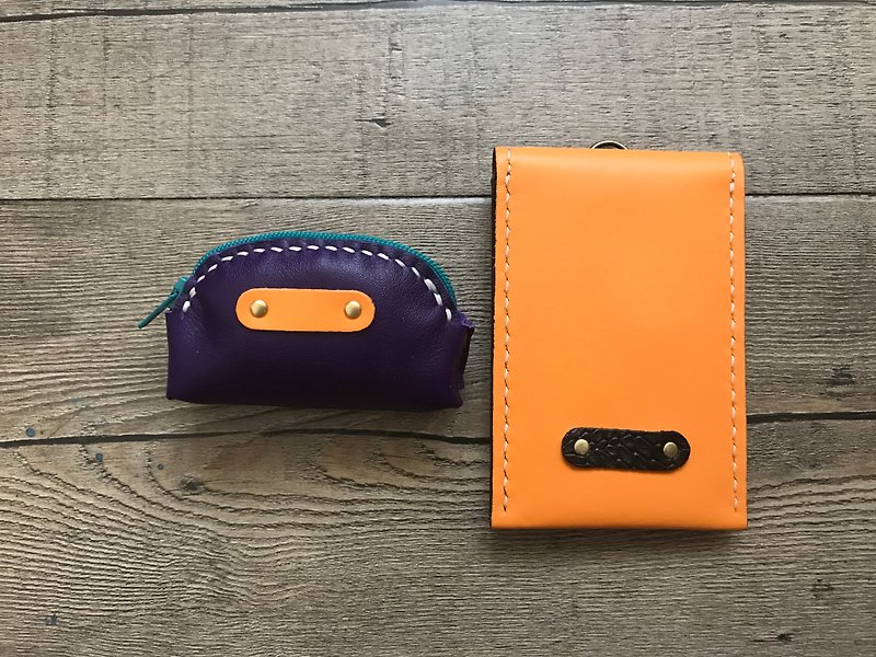 POPO │ blessing bag │ two kinds of 399│ genuine leather - ที่ใส่บัตรคล้องคอ - หนังแท้ สีส้ม