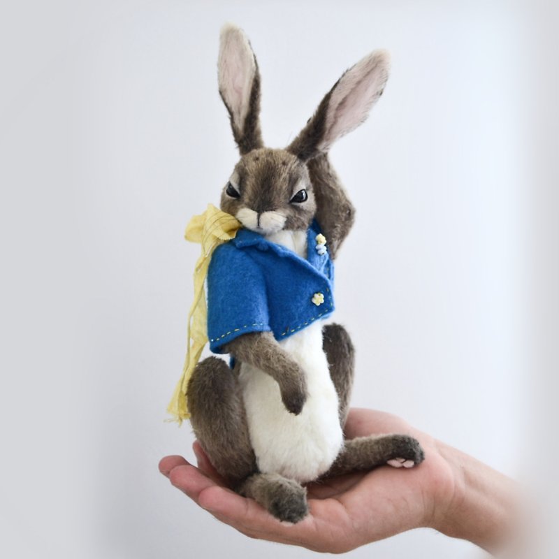 Rabbit bunny toy Artist teddy bunny rabbit toy artist teddy bear toy vintage toy - Stuffed Dolls & Figurines - Other Materials Gray