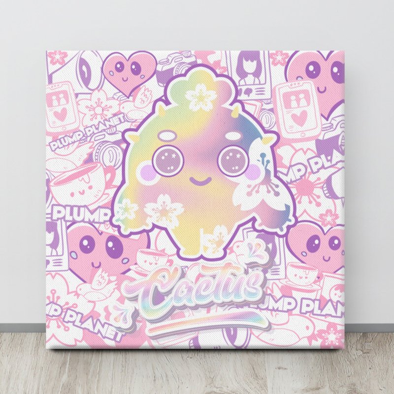 Sakura Pink Cactus in graffiti world | Canvas Paint - โปสเตอร์ - วัสดุอื่นๆ สึชมพู