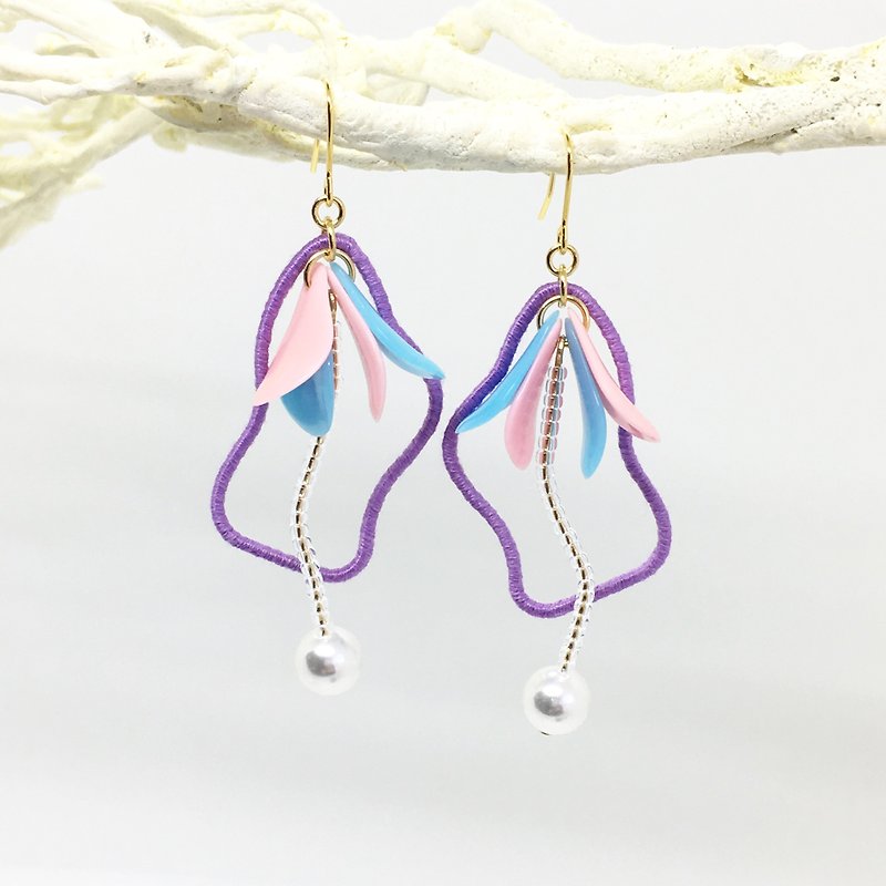 Botanical Earrings [Light Purple] - Earrings & Clip-ons - Cotton & Hemp Purple