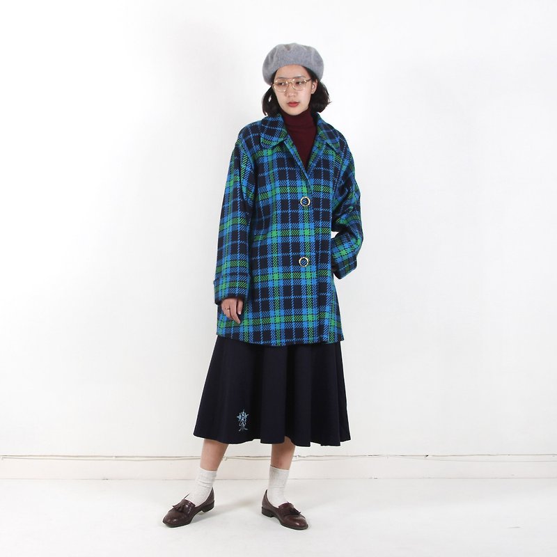 Ancient】 【egg plant Star Bluegrass plaid coat - Women's Casual & Functional Jackets - Wool Green