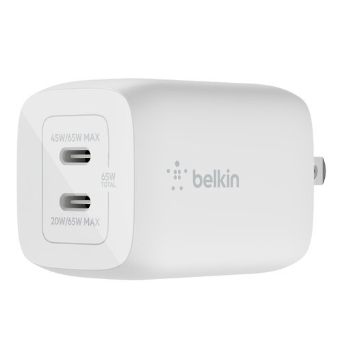 Belkin 香港經銷 雙 USB-C GaN PPS 65W 快速家用式充電器 (三腳插頭英標)
