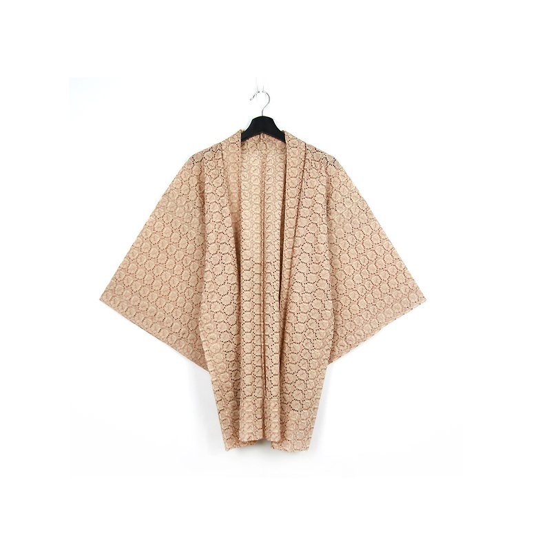Back to Green-Japan with back feather woven thin section hollow / vintage kimono - Women's Casual & Functional Jackets - Silk 