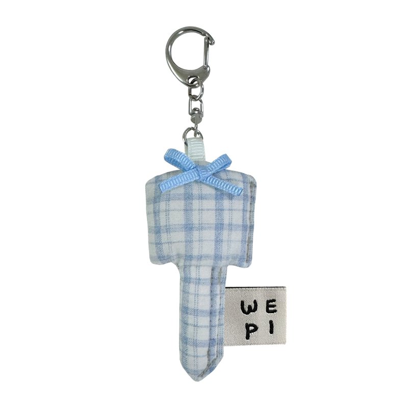 Flufy key - blue / handmade mini keychain doll present charm miniature - 鑰匙圈/鑰匙包 - 其他材質 藍色