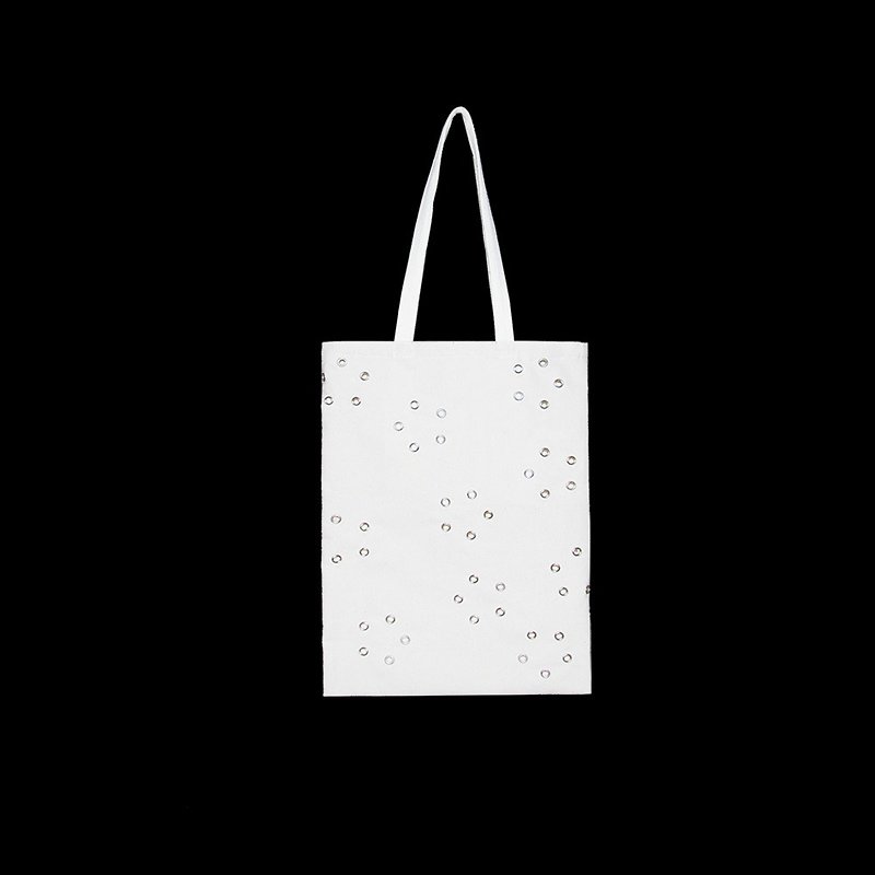 White canvas bag handbag original design studio tote shoulder bag reticule - Messenger Bags & Sling Bags - Cotton & Hemp White