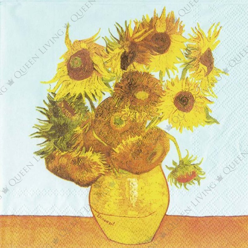 German IHR-33*33cm napkin-Van Gogh Sunflower - ผ้ารองโต๊ะ/ของตกแต่ง - กระดาษ หลากหลายสี