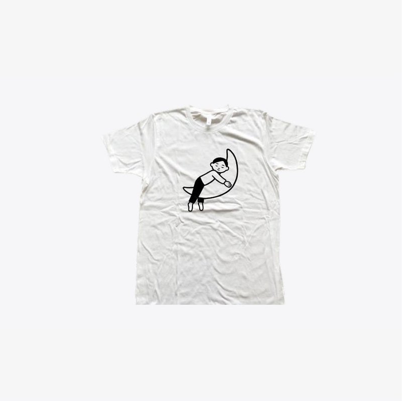 CRESCENT BOY t-shirt - เสื้อฮู้ด - ผ้าฝ้าย/ผ้าลินิน ขาว