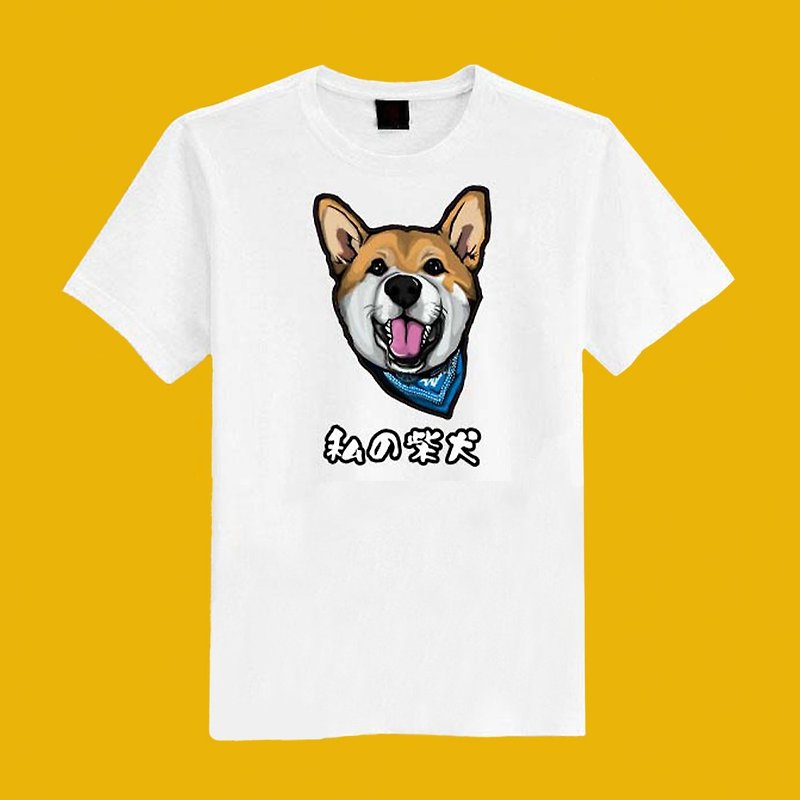 Cute Shiba Inu dog illustration original white short T clothes T-shirt couples clothing children&#39;s clothing mother and child clothing