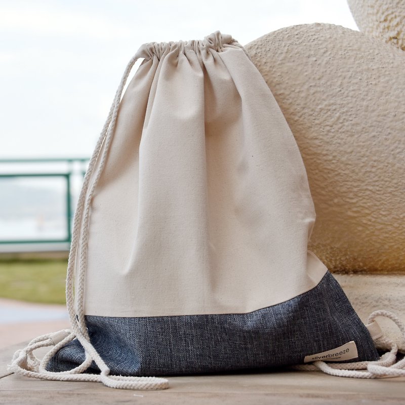 Silverbreeze~ Bundle Back Backpack ~ (B127) (off the box) - Drawstring Bags - Cotton & Hemp Gray