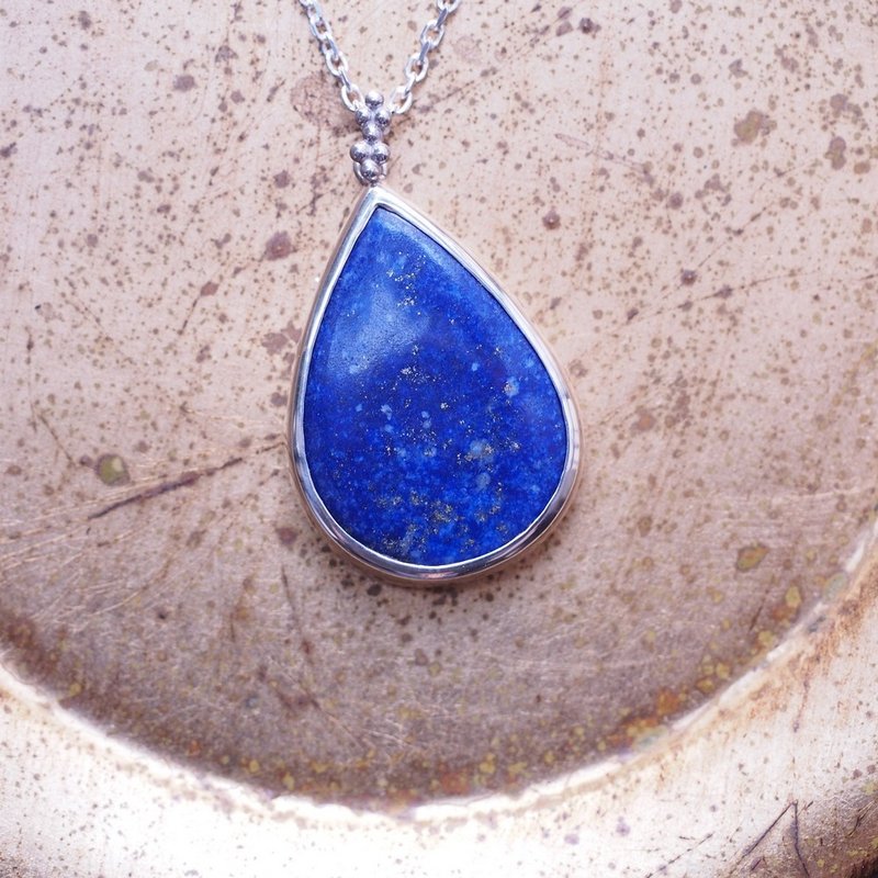 天然青金石 純銀 手工項鍊 Lapis Lazuli Sterling silver - 項鍊 - 半寶石 藍色