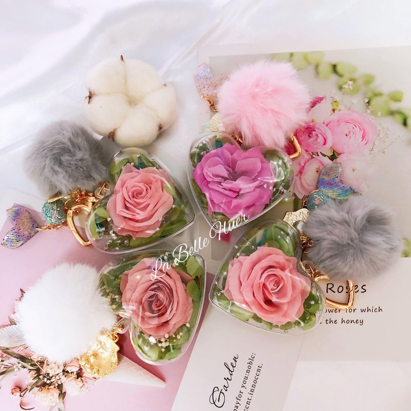 24hr shipment of eternal flower keychain/wedding souvenir/birthday gift/material package - ที่ห้อยกุญแจ - อะคริลิค หลากหลายสี