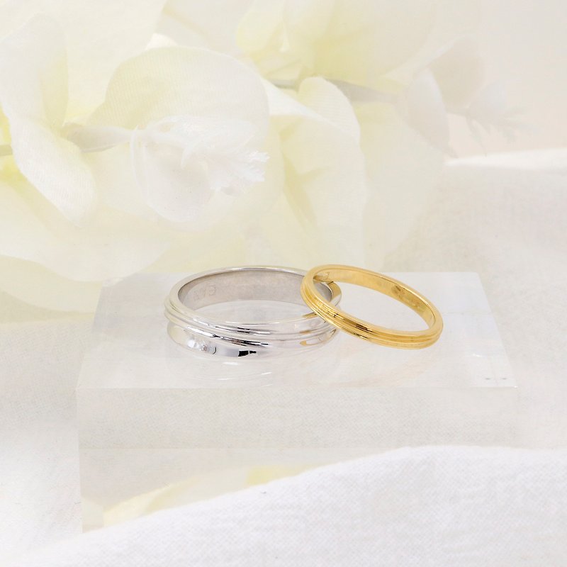 Kimura light jewelry / 18K gold simple curve light body pair ring K gold pair ring 18K gold ring - General Rings - Precious Metals Gold