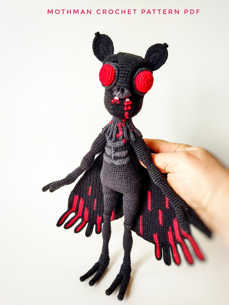 Mothman酷怪物cryptid玩具钩针图案pdf英文。 蛾amigurumi。 - 手工藝教學/工具書 - 其他材質 