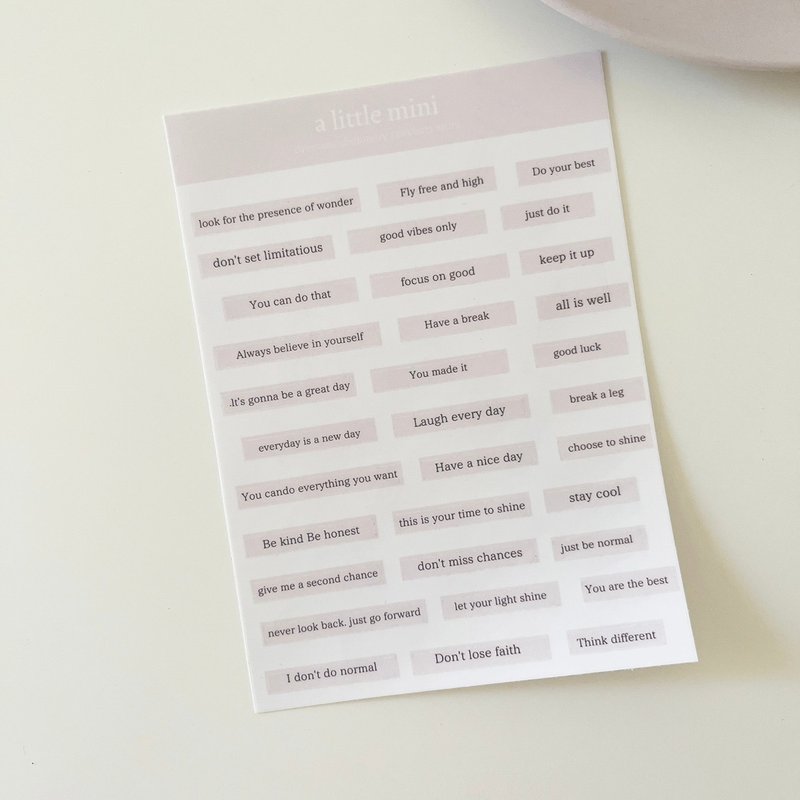 【新作】alittlemini　透明英文sticker　薄いpink - 貼紙 - 紙 白色